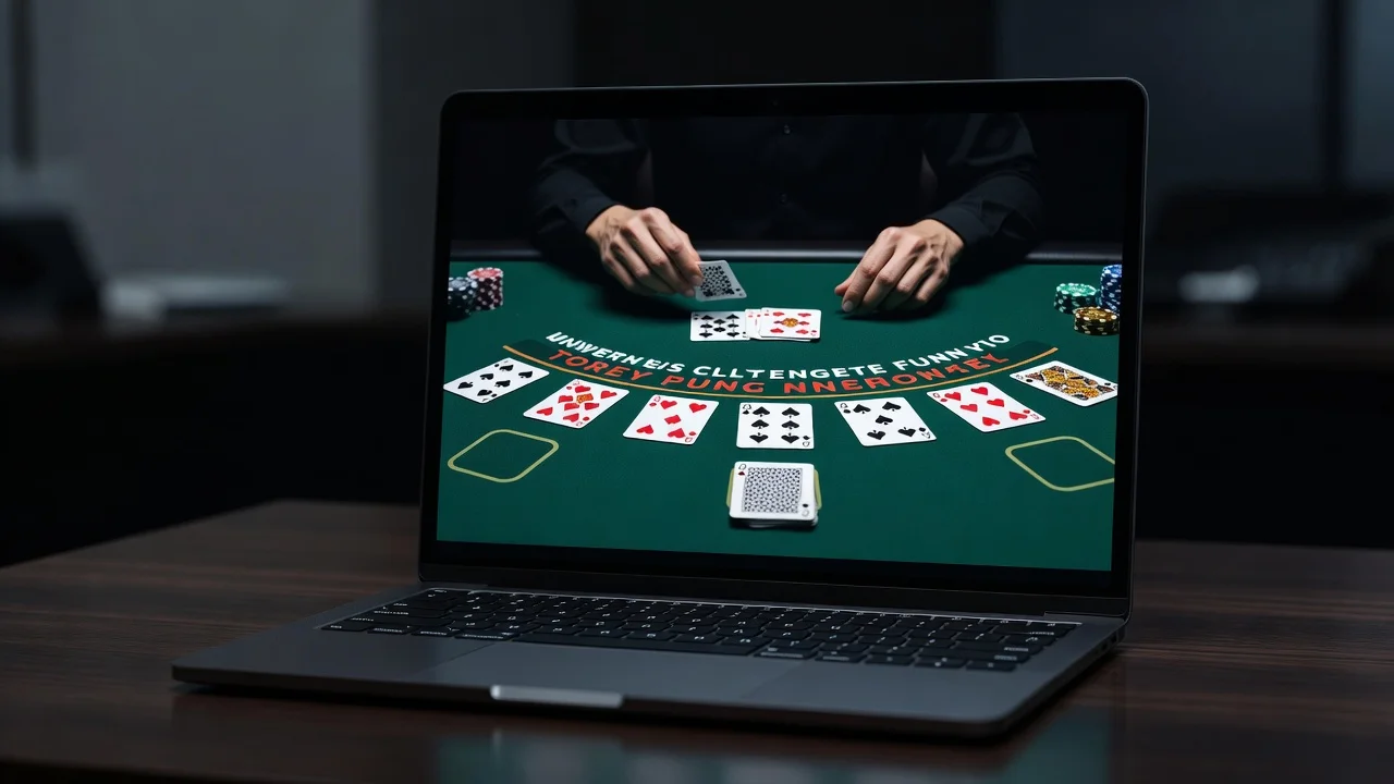 Live blackjack studio stream with cards and a timer on screen