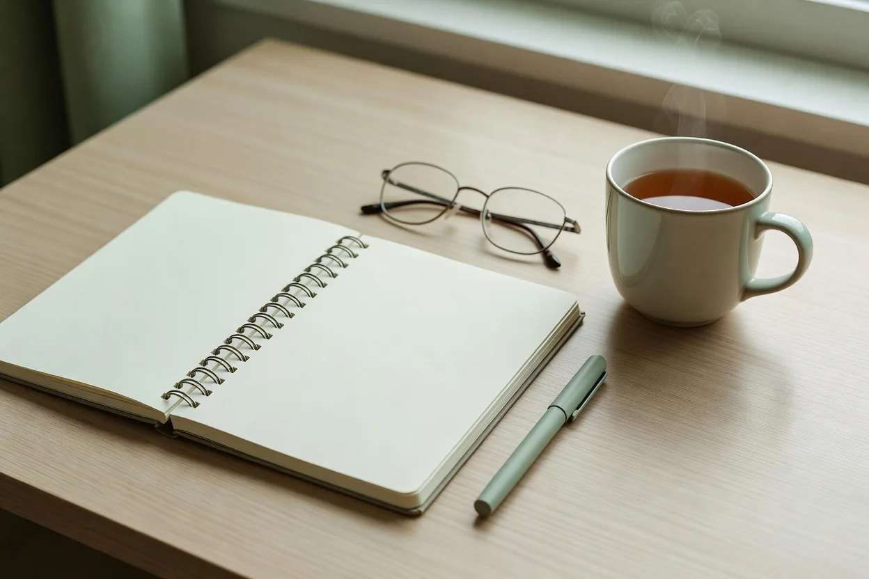 Person reviewing handwritten questions before a medical consultation